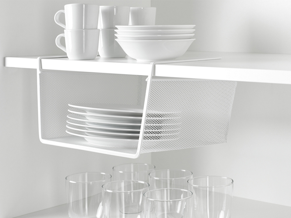 Metāla grozs piekaramais virtuves plaukts organizators zem plaukta | Basket metal basket suspended kitchen shelf... (2)