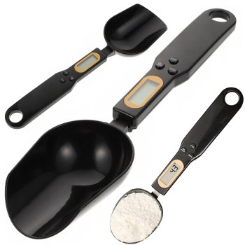 Digitālā mērkarote ar svariem un LCD displeju 500g, melna