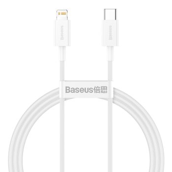 Baseus Superior Series Cable USB Type C to Apple iPhone Lightning, 20W, PD, 1m, White | Lādētājvads Datu Pārraides Kabelis