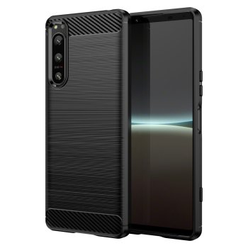 Sony Xperia 5 IV Carbon Flexible Cover TPU Case, Black | Telefona Maciņš Vāciņš Apvalks Bampers