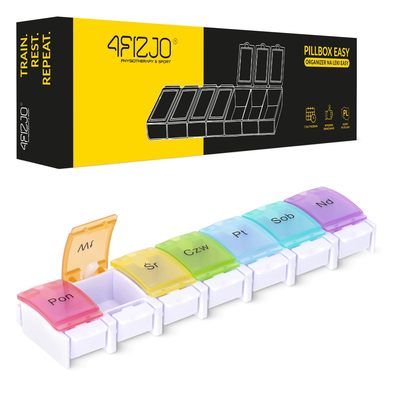 Nedēļas tablešu organizators 7 dienām EASY 4FIZJO, daudzkrāsains