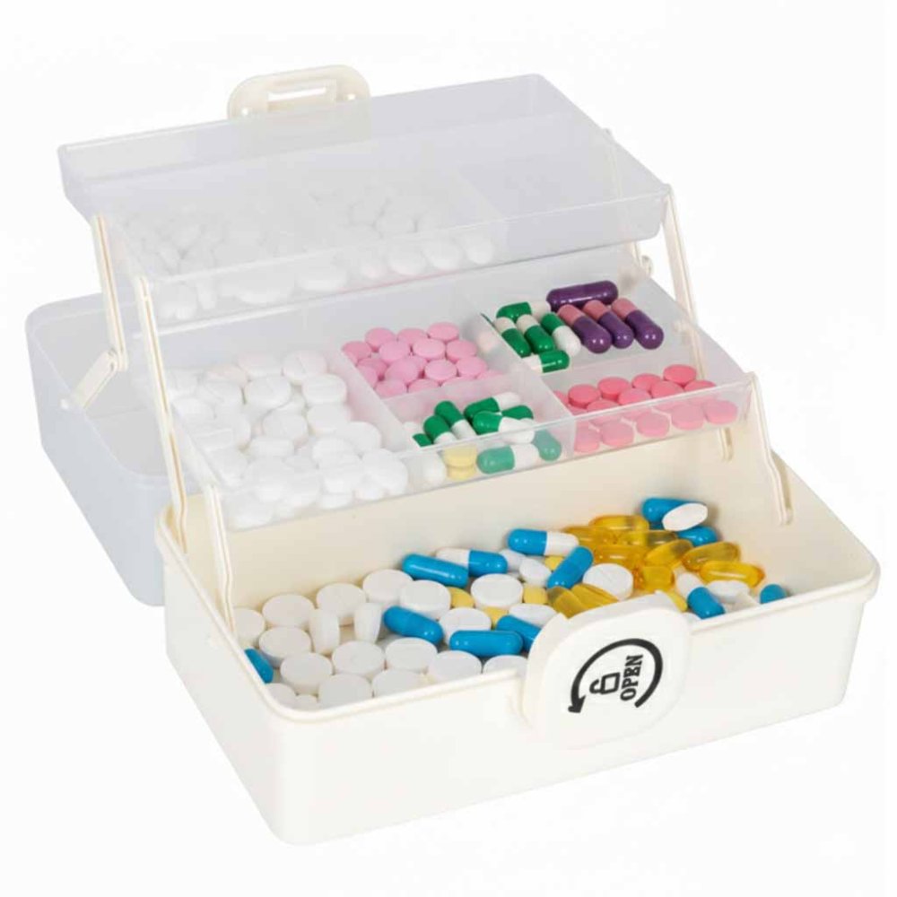 Organizators Pirmās Palīdzības Komplekts Medikamentu Uzglabāšanai, 29x16x15cm l Organizer Box First Aid Kit (1)