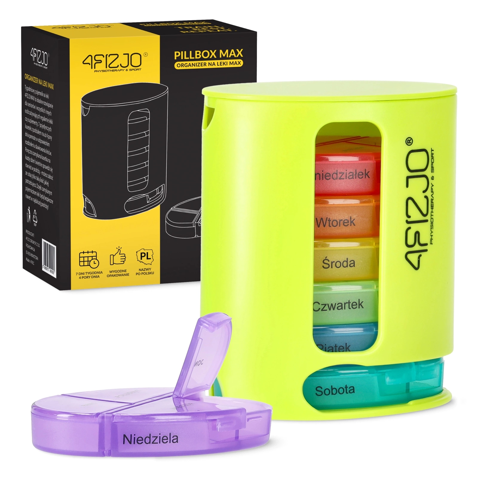 Nedēļas zāļu organizators 4FIZJO MAX, 7 dienas, 4 nodalījumi dienā (3)