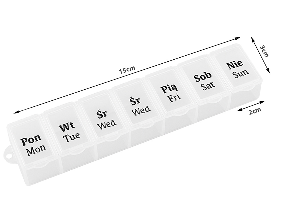 Nedēļas zāļu organizators 7 dienām tablešu kastīte, balts (3)