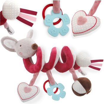Piekaramais spirālveida grabulis bērnu gultiņai, zīdaiņu rotaļlieta "Pele" | Hanging Spiral Baby Rattle Toy