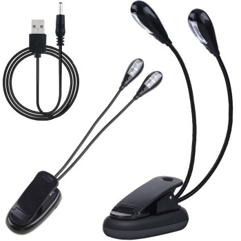 LED Piespraužama Elastīga Lasīšanas Dubultā Gaisma Lampa | Clip-on Flexible Reading Double Light Lamp