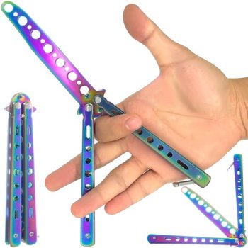 Saliekams Nerūsējošā Tērauda Kabatas Taktiskais Nazis Balisong, Daudzkrāsains | Stainless Steel Tactical Folding Butterfly Knife