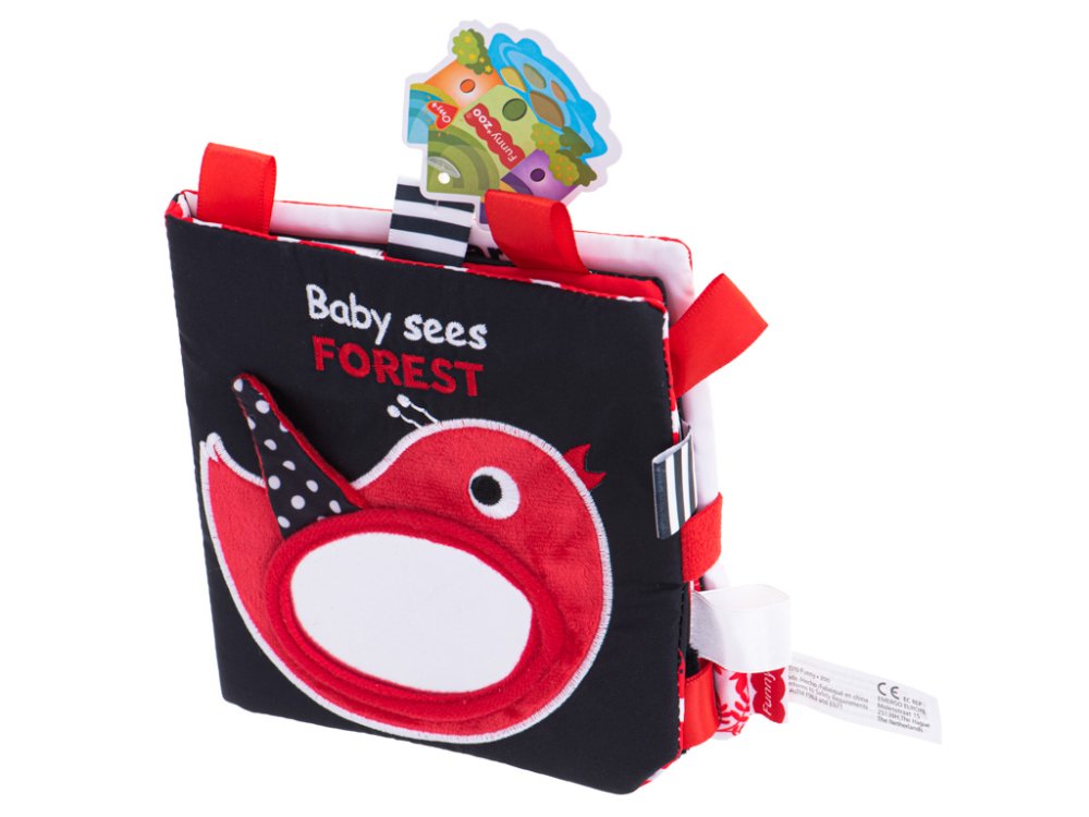 Bērnu Mīksta Auduma Maņu Sensora Pieskāriena Grāmata ar Spoguļi, Mežs | Kids Baby Soft Fabric Sensory Book (2)