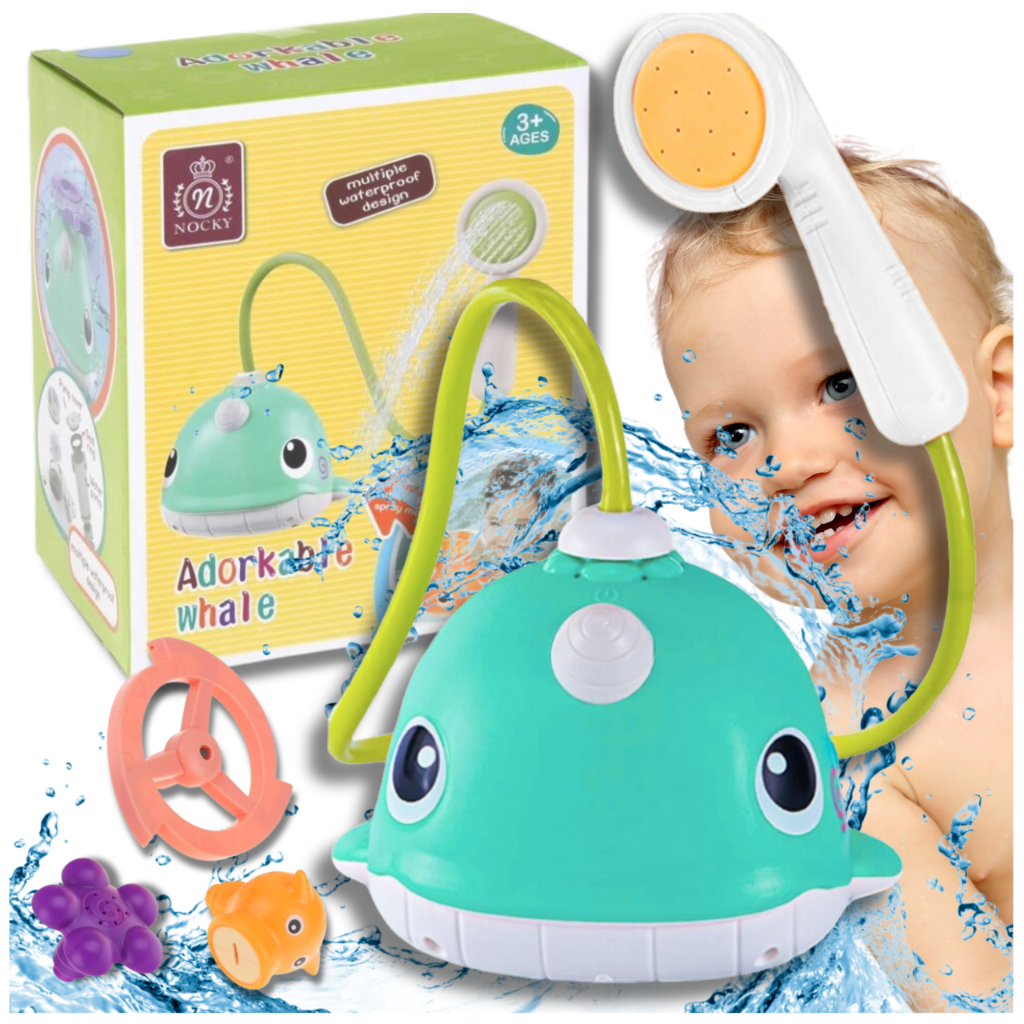 Izglītojoša vannas rotaļlieta Valis strūklaka ar 3 uzgaļiem