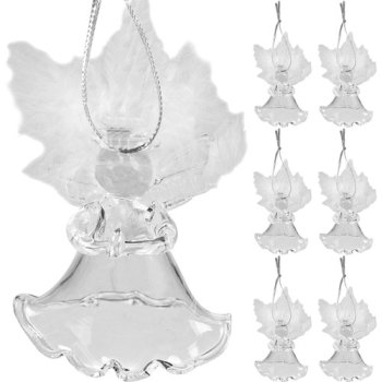 Stikla Ziemassvētku Egles Rotaļlietas Rotājums Eņģeļi, 6 gab. | Glass New Year Christmas Tree Decorations Angels