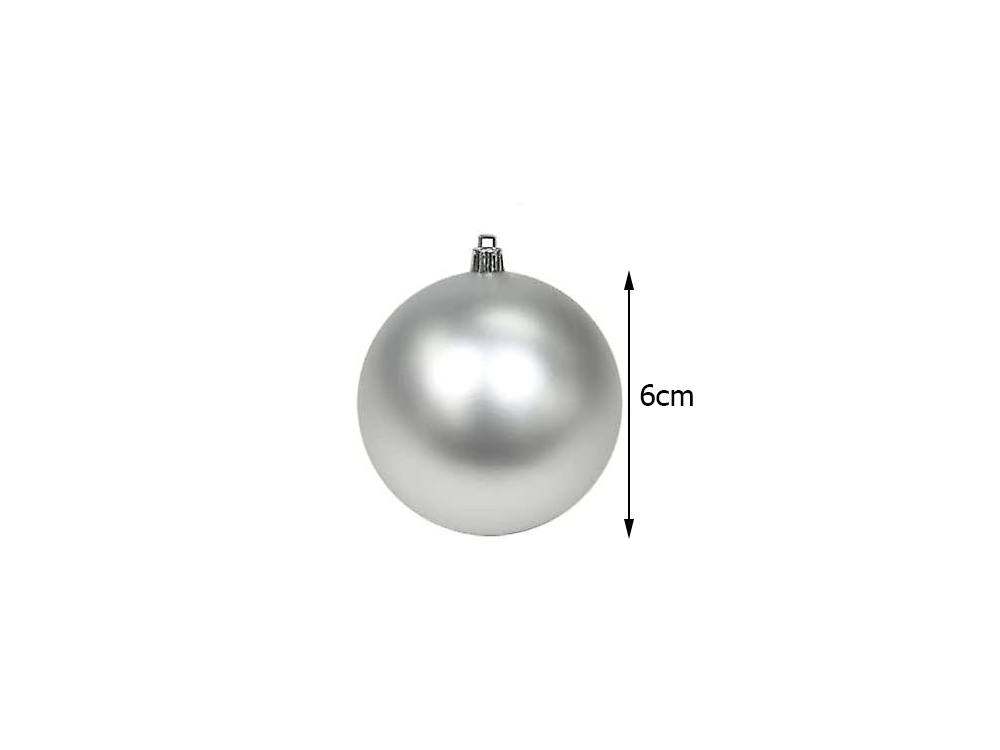Ziemassvētku Eglīšu Bumbas, Baltas un Sudraba, Nesalaužamas, 36 gab., 6 cm | Christmas Tree Baubles, White and... (5)
