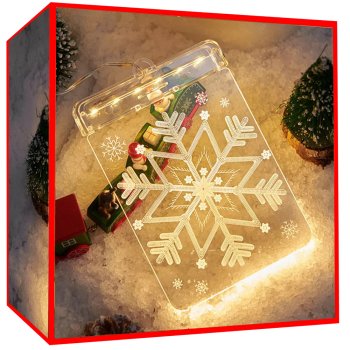 3D Stikla LED Ziemassvētku Logu Rotājums, Sniegpārsla