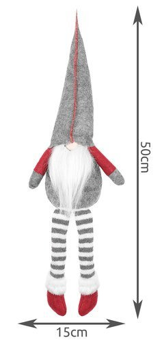 Dekoratīvs sēdošs Ziemassvētku rūķis, pelēks (1)