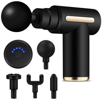 Masāžas Pistole Elektriskais Muskuļu Masažieris Ierīce ar 4 Uzgaļiem / Bezvadu Masieris, Melns | Muscle Massager Gun Device
