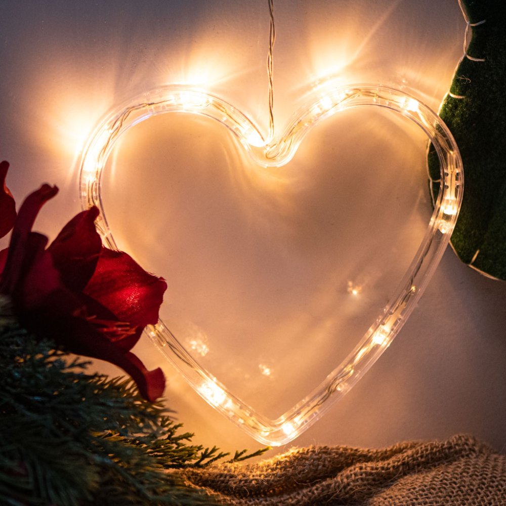 Sienas Loga LED Gaismeklis Lampa Ziemassvētku Jaungada Rotājums Dekorācija "Sirds", 17x17cm | Luminous Christmas... (5)