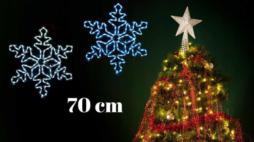 Ziemassvētku rotājums LED Sniegpārsla - 55cm, Auksti balta | Christmas Decoration LED Snowflake (0)