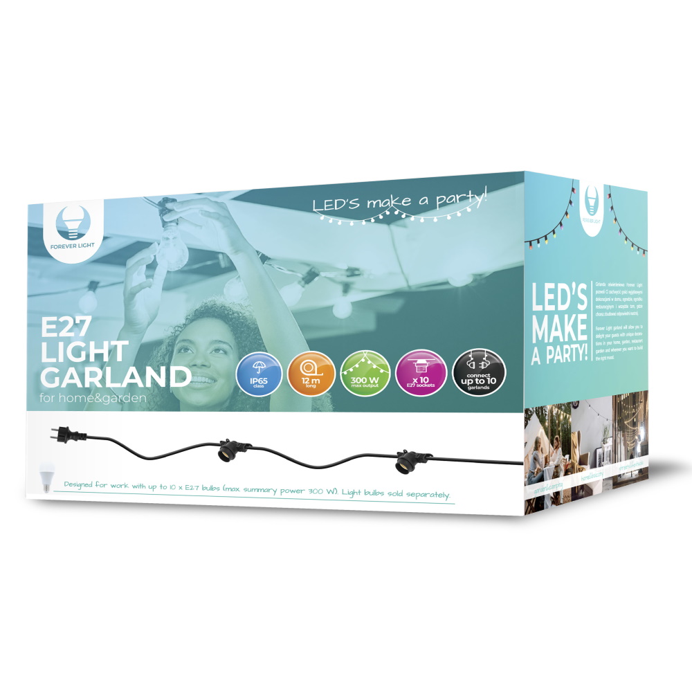 Āra dārza ziemassvētku birtene 12m ar 10x E27 lampiņu ligzdām (bez spuldzēm) | Christmas Lights Decoration Balls... (2)