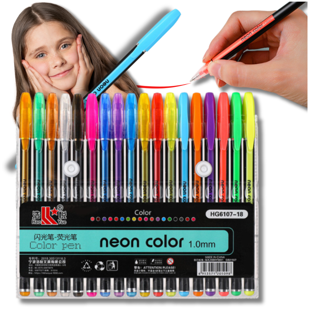 Neona gēla pildspalvas, 18 krāsas | Neon Gel Thinner Pens