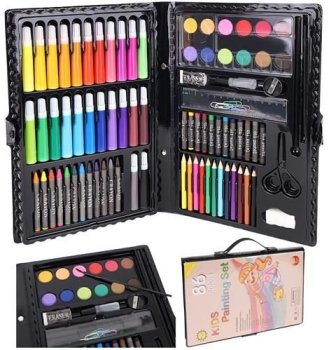 Bērnu Mākslinieka Gleznošanas Krāsošanas Zīmēšanas Piederumu Komplekts 86 gab. | Art Set Kit for Painting with...
