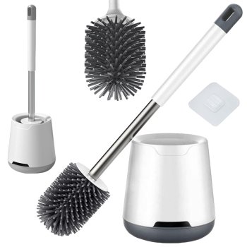 Piekarināma Silikona Tualetes Birste, Balts/Pelēks | Silicone Toilet Brush