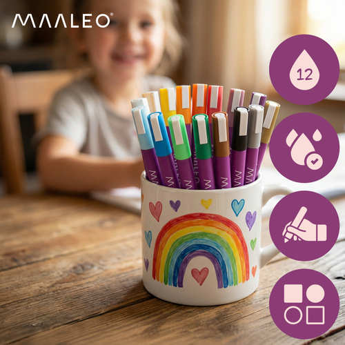 Akrila marķieri Maaleo 16 gab. komplekts, ūdensnoturīgi zīmēšanai uz akmeņiem (2)