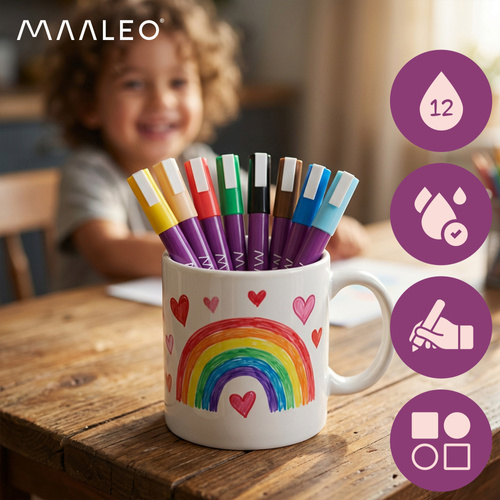 Akrila marķieri Maaleo 8 gab., ūdensnoturīgs komplekts zīmēšanai uz akmeņiem un stikla (3)