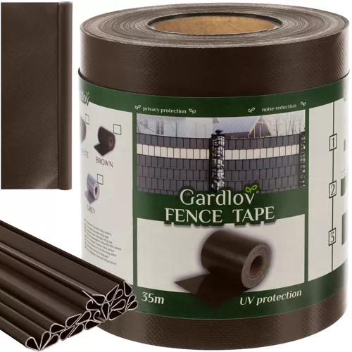 Lente (lamiles) pītajiem un paneļu žogiem, Privātuma ekrāns balkonam un terasei - 19cm x 35m, Brūns | PVC Privacy...