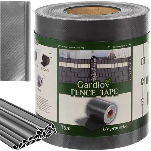 Lente (lamiles) pītajiem un paneļu žogiem, Privātuma ekrāns balkonam un terasei - 19cm x 35m, Pelēks | PVC...