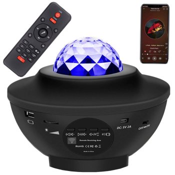 Zvaigžņu projektors naktslampiņa LED RGB ar pulti