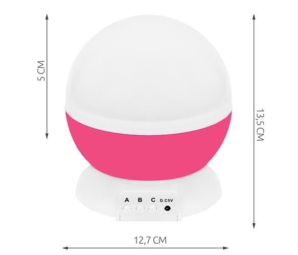 Rotējoša Bērnu Nakts Lampa Gaismeklis Zvaigžņu Debesu Projektors uz Baterijām, Rozā | Rotating Kids Bedside Lamp... (3)