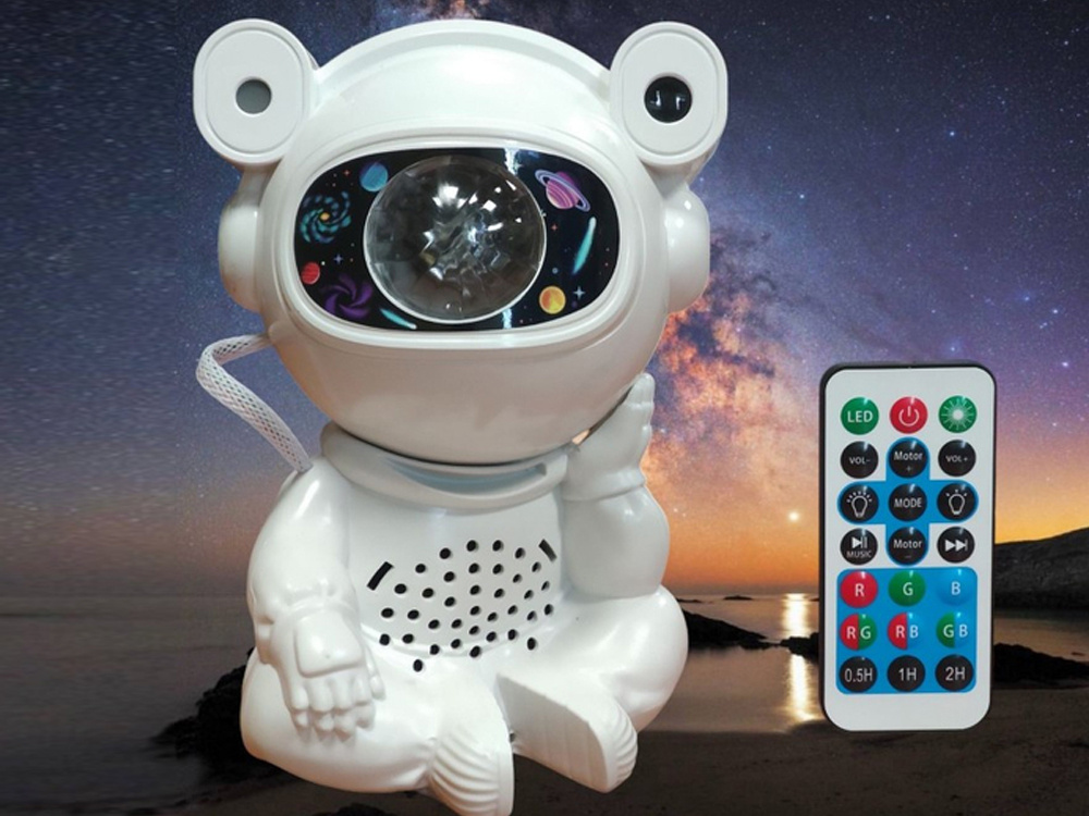 Zvaigžņu projektors Astronauts, naktslampiņa bērniem ar pulti un Bluetooth (0)