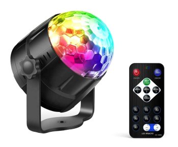 LED disko bumba ar skaņas sensoru un tālvadību, RGB